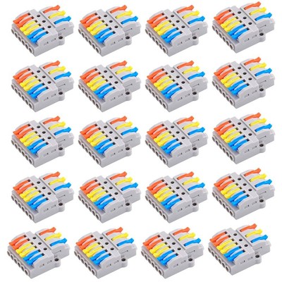 T- Shape Wire Connectors 3 Conductor Quick Separator 3 in 6 Out AWG #28-12 20Pcs