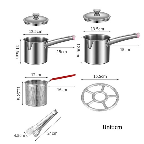 304 Stainless Steel Basket Pot Fryer Fry Deep Frying Fish Strainer with Clamp.