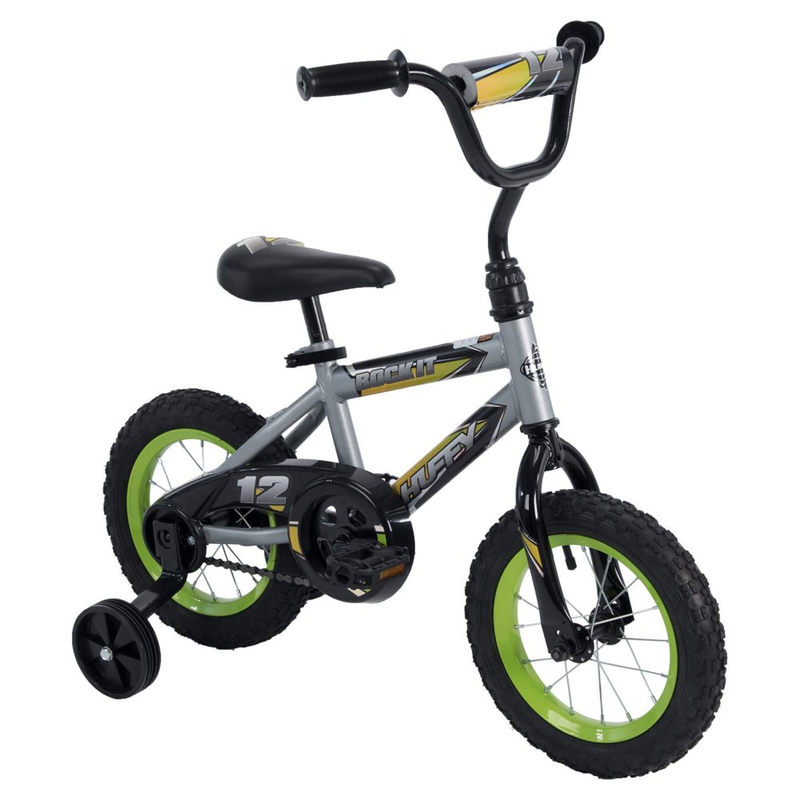 Rock It Kids Bike, Ages 3 and Up, Grey Matte and Lime, 12 In