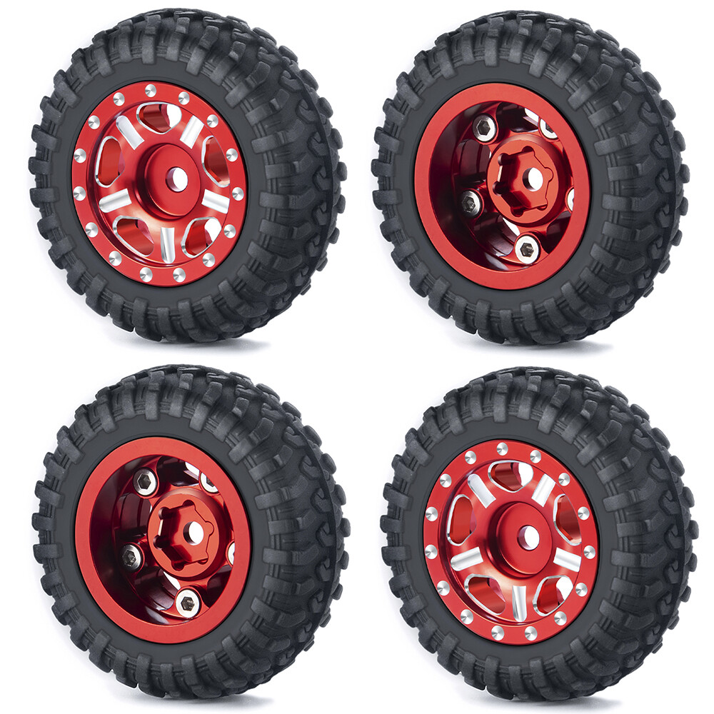 FLYXM 4PCS Wheel Rims Tires Kit For RC Kyosho MINI-Z 4x4 1/18 Jimny 1/24 SCX24