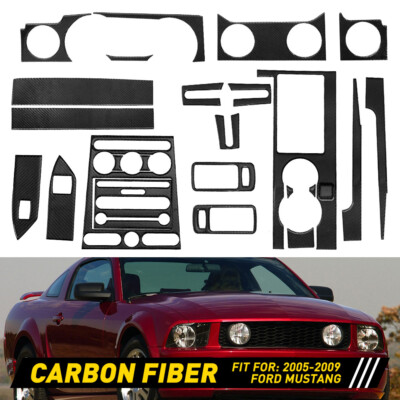 22Pcs For Ford Mustang 2005-2009 Carbon Fiber Full Set Interior Decor Cover Trim