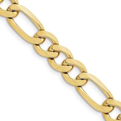 Pre-owned Superdealsforeverything Real 10kt Yellow Gold 10mm Concave Open Figaro Chain; 22 Inch; Lobster Clasp
