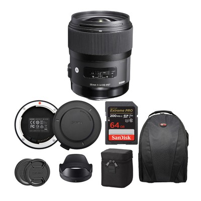 Sigma 35mm f/1.4 DG HSM Art Lens for Nikon Bundle with USB Dock and 64GB Card