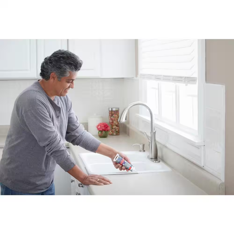 Tub and Tile Silicone 1 Caulk 10.1 Oz Kitchen and Bath Sealant White