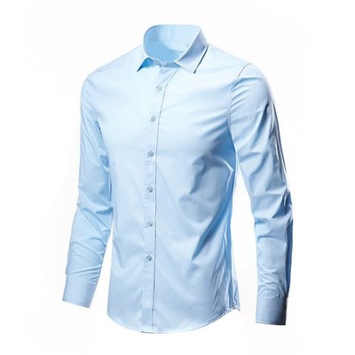 Chemise habill��e boutonn��e r��sistante aux rides pour homme sens habillage cla