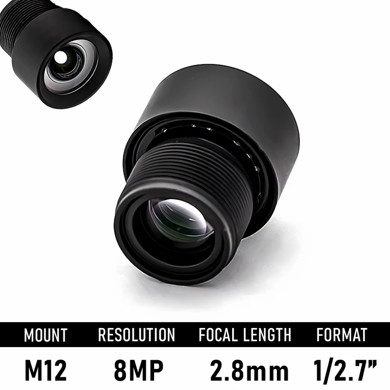 8MP HD No Distortion CCTV Lens M8 Mount 2.8mm Focal Length F2.5 Aperture 1/2.7"