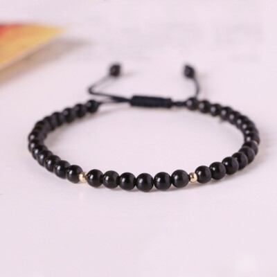 Obsidian 4mm Beads Healing Reiki Protection Talisman Women Dainty Bracelet Gifts