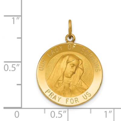Pre-owned Superdealsforeverything Real 14kt Yellow Gold Our Lady Of Sorrows Medal Pendant