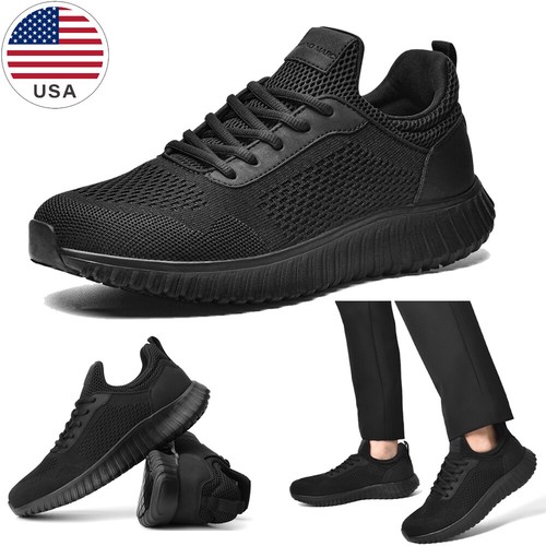 Men's Non Slip Lightweight Work Shoes Restaurant Service Lace-Up Sneakers