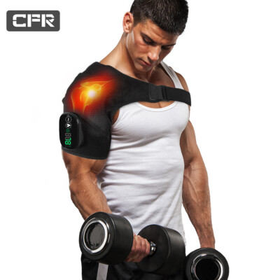 Cordless Heated Shoulder Brace Support  Electric Vibration Therapy Massager Belt