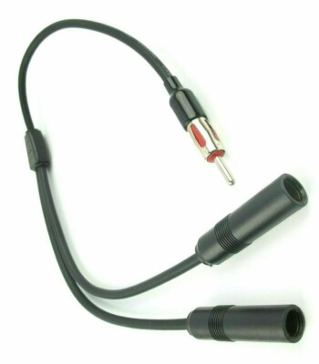 CAR STEREO ANTENNA 1 MALE 2 FEMALE AUTO RADIO AM FM ANT SPLITTER Y ADAPTOR 