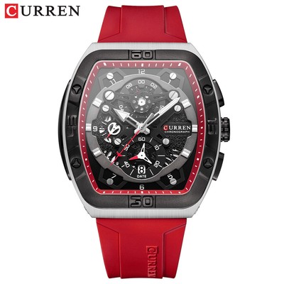 CURREN Tonneau/Barrel Multifunction Chronograph Calendar Waterproof Quartz Watch