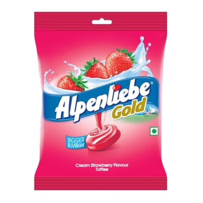 Alpenliebe Gold, Cream Strawberry Candy Pouch, 90 Pc | FAST SHIP