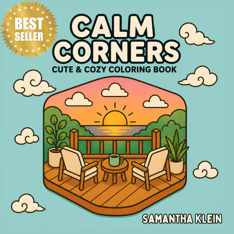 Calm Corners - Hygge-Inspired Cute & Cozy Coloring Book for Kids and Adults: 40