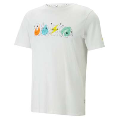 

Puma Poke X Graphic Crew Neck Футболка с коротким рукавом Мужские повседневные топы размера  5377, Белый, Puma Poke X Graphic Crew Neck Short Sleeve T-Shirt