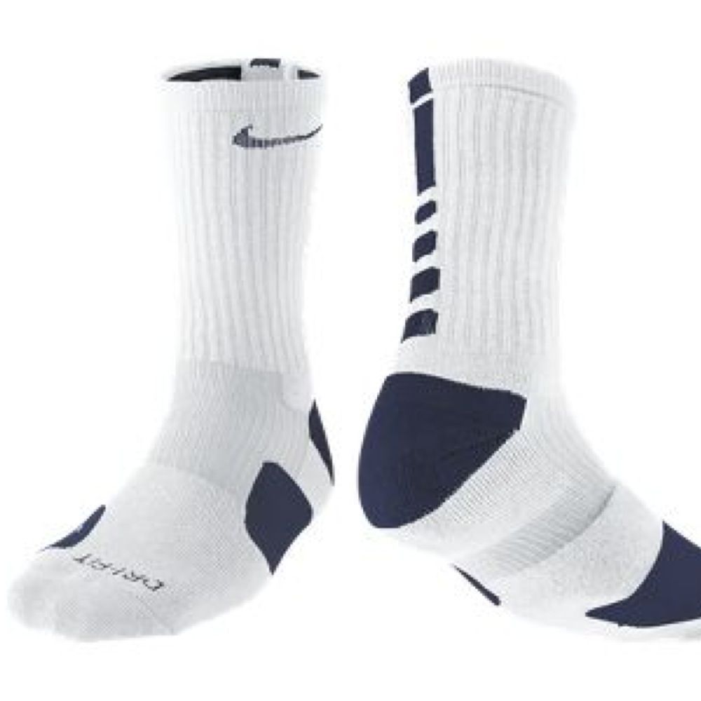 white and blue nike elite socks