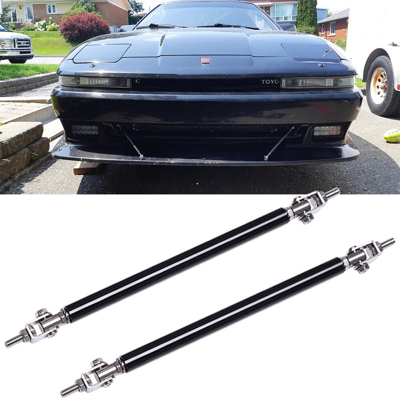 Black Front Bumper Lip Splitter Strut Rod Support Bars For BMW F30 F31