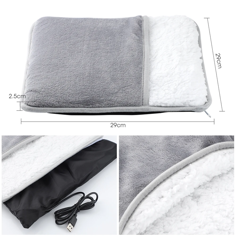 USB Rechargeable Electric Foot Heating Pad with Soft Plus