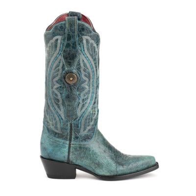 Pre-owned Ferrini Twilight Embroidery Snip Toe Cowboy Womens Blue Casual Boots 81061-43