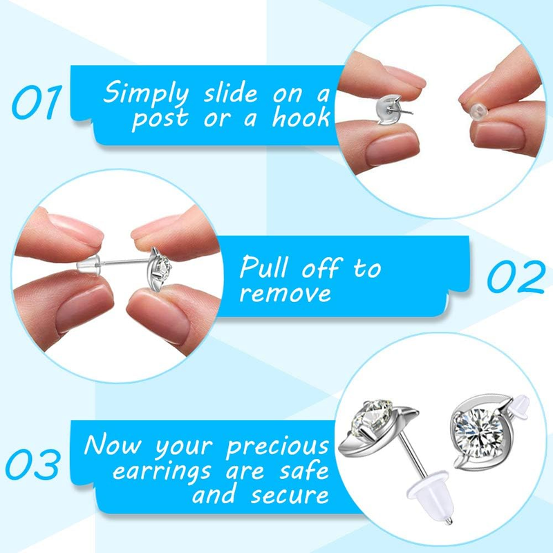 Silicone Clear Earring Backs 1200 Pieces Bullet Earring Clutch by