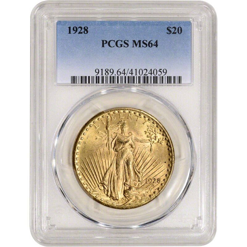 1928 US Gold $20 Saint-Gaudens Double Eagle - PCGS MS64