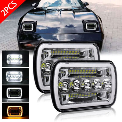 Pair 7x6'' 5x7'' LED Headlights Hi/Lo Beam DRL For Chevy Corvette C4 1984-1996