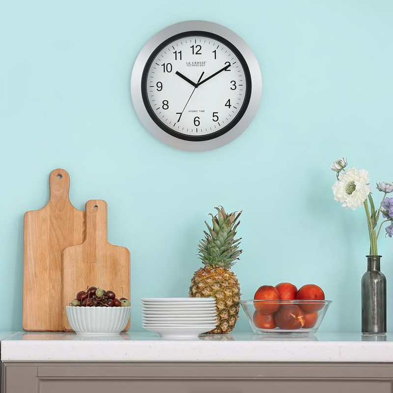 10 In. Atomic Analog Wall Clock in Silver