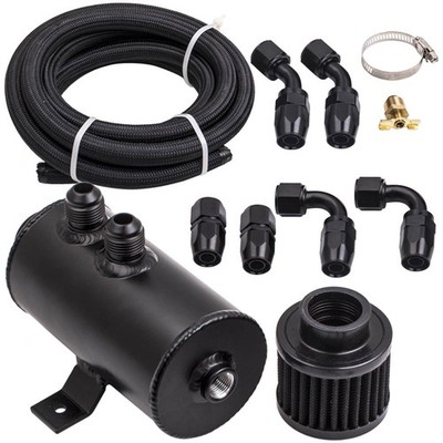 750ml Alloy Baffled Motor Oil Catch Can  AN10 With  Hose Kit And Fittings Kits