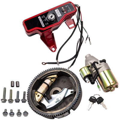 Electric Start Kit Starter Motor Flywheel On/off Switch For Honda Gx160 5.5hp