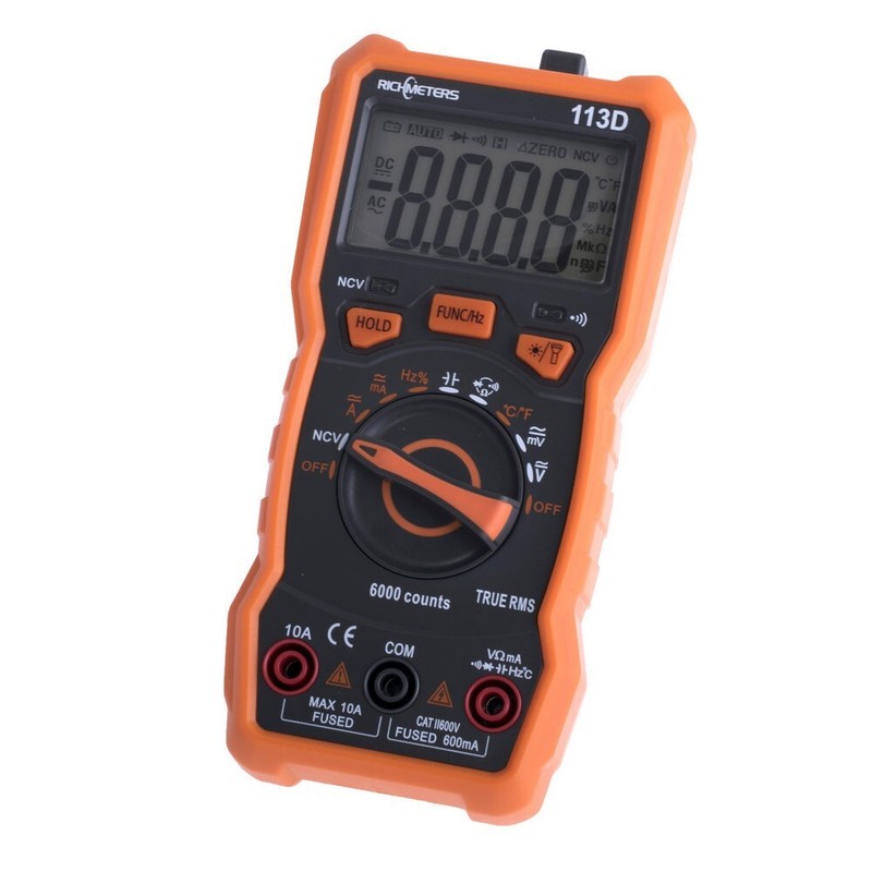 Rm113d Richmeters Digital Multimeter 6000 Counts True Rms Ncv Thermozelle Magnet