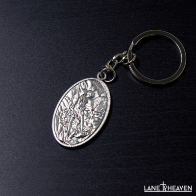 St. Michael and the Guardian Angel Medal Keychain Charm 4'' L