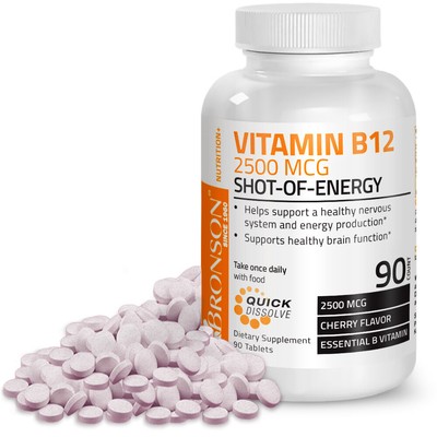 Vitamin B12 2500mcg Shot Of Energy Fast Dissolve Sublingual, 90...