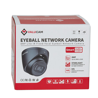 4p Valucam 4MP Starlight IP Camera POE Audio Mic IR Black 2.8mm Wizsense AI Dome