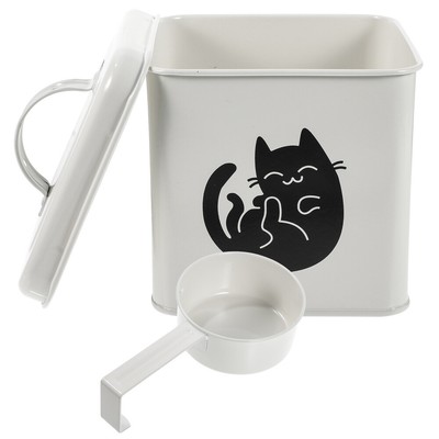 Large-capacity Pet Food Storage Box Multi-functional Iron Cat Snack Bucket