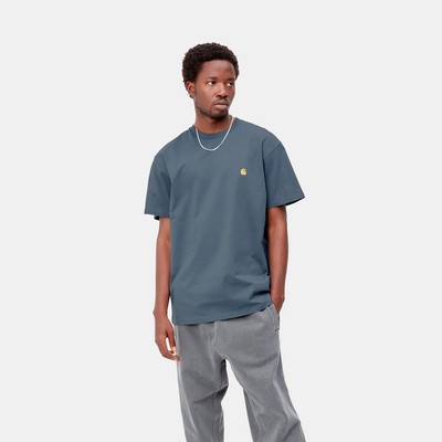 

Carhartt WIP Chase Lifestyle Футболка мужская темно-синий/золотой, Carhartt WIP Chase Lifestyle T-Shirt