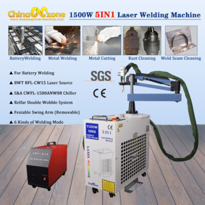 5 IN 1 Handheld 1500W Laser Welding Cutting Cleaning Machine For Battery Welder