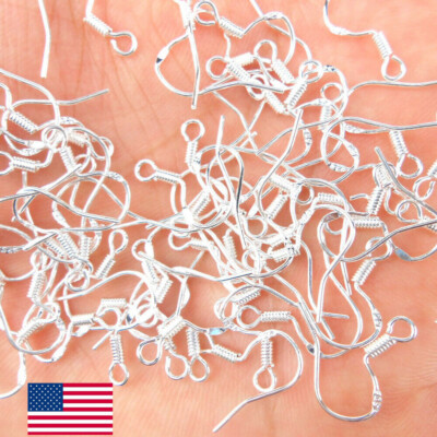 50Pcs 925 Sterling Silver Hooks Hypoallergenic Ear Wires DIY Earring Jewelry USA
