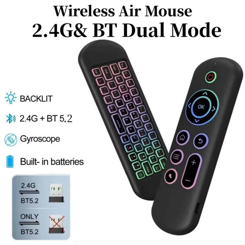 2.4GHz Wireless M5 Air Mouse Bluetooth5.2 Mini Keyboard Voice Backlit Remote Con