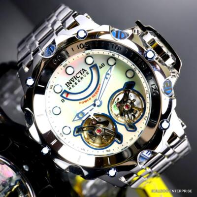 Pre-owned Invicta Reserve Venom Fusion Double Open Heart Automatic Steel Mop Watch