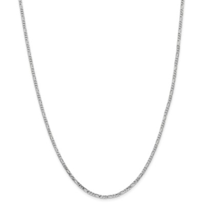 Pre-owned Superdealsforeverything Real 14kt White Gold 2.25mm Flat Figaro Chain; 24 Inch; Lobster Clasp