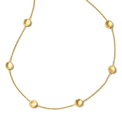 Pre-owned Superdealsforeverything Leslie's Real 14kt Yellow Gold Polished And Satin Beaded Necklace; 18 Inch