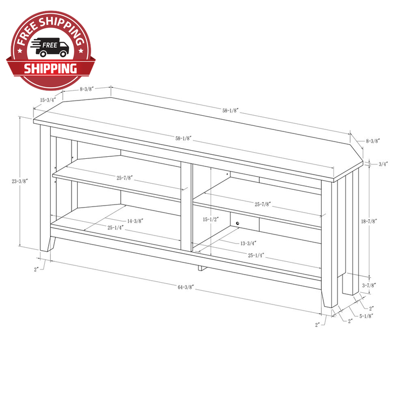 Transitional Corner TV Stand for Tvs up to 65", Driftwood