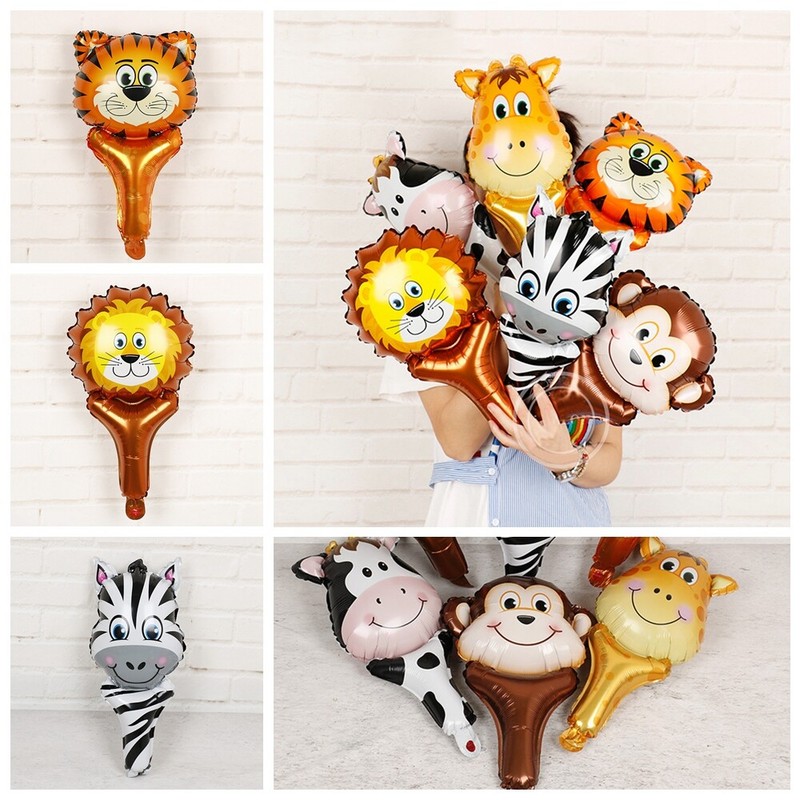 Animal Head Foil Balloon Kids Inflatable Toys Tiger Lion Monkey Giraffe Cow