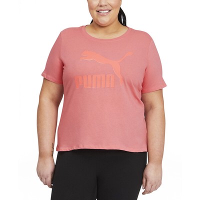 Классическая футболка с логотипом Puma с круглым вырезом и коротким рукавом плюс женский размер 2X Повседневные топы 5