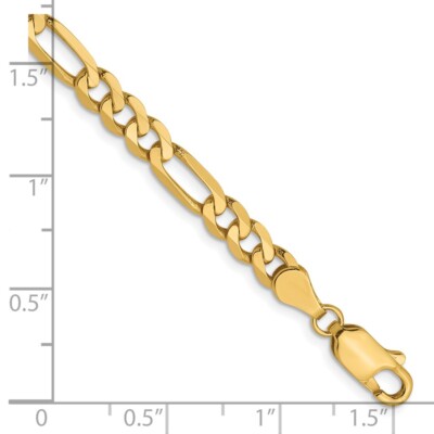 Pre-owned Samajewelers Real 14k Yellow Gold 4.75mm Flat Figaro Chain Chain Bracelet; 8 Inch