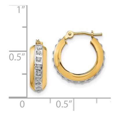 Pre-owned Diamond2deal 14k Yellow Gold Diamond Fascination Round Huggy Hinged Hoop Earrings