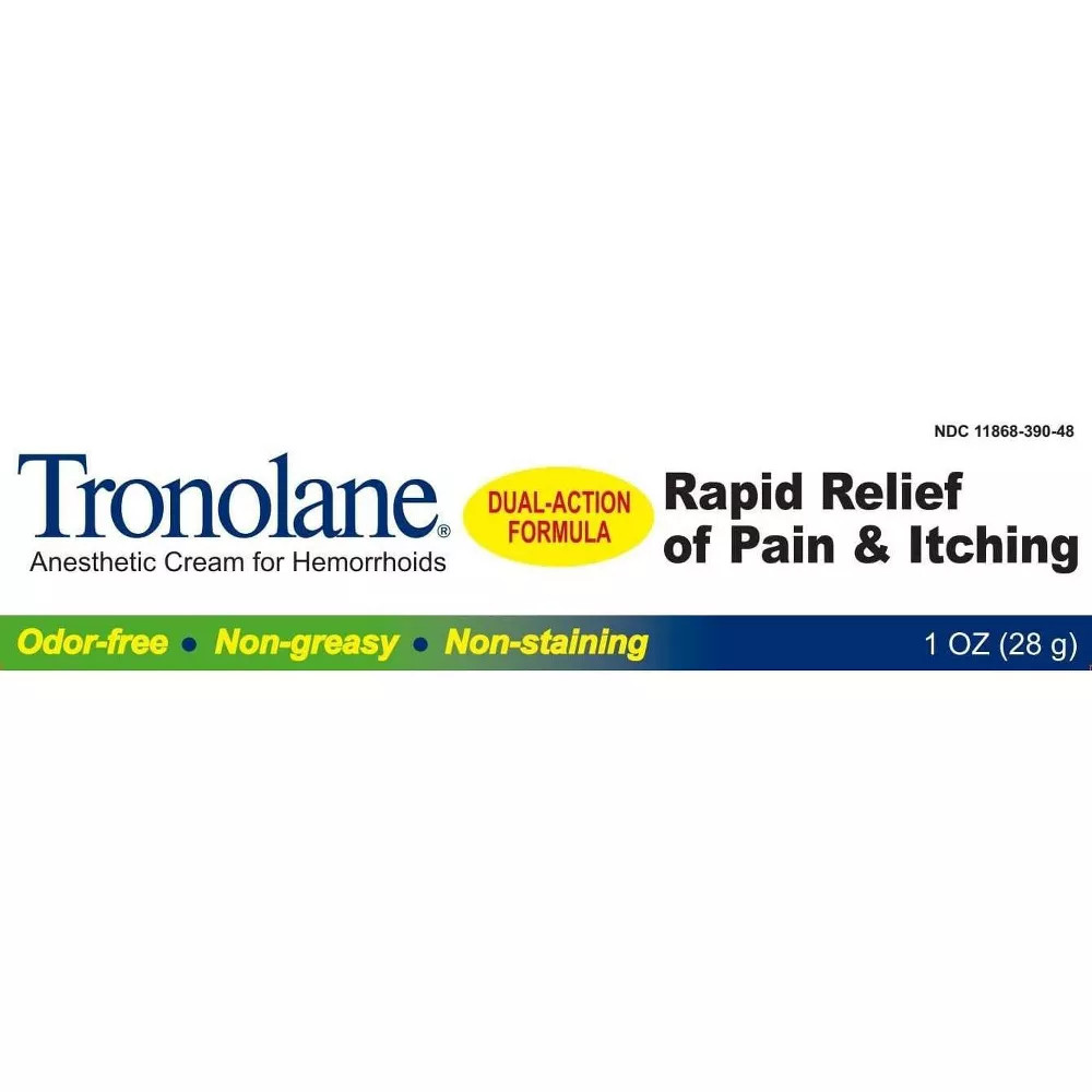 Tronolane Hemorrhoid Anesthetic Cream Pain & Itch Rapid Relief 1 oz Pack of 12