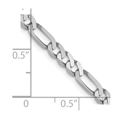 Pre-owned Skyjewelers Real 14k White Gold 4mm Flat Figaro Chain; 18 Inch; Lobster Clasp