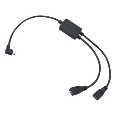 Micro USB Male to 2 Female Y Splitter Cable Angle 90° Charger Data Cord Adapter
