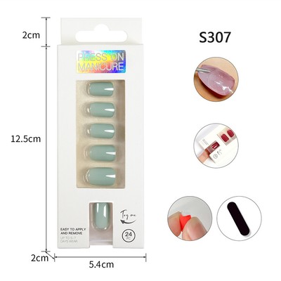 Nails Art Fake Nail Wearable Nails Artificial Square Nail Short False Press on